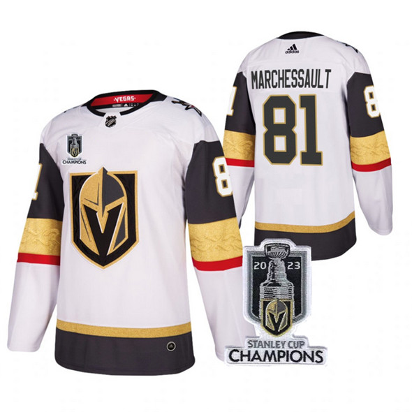Men's Vegas Golden Knights #81 Jonathan Marchessault White 2023 Stanley Cup Champions Stitched Jersey